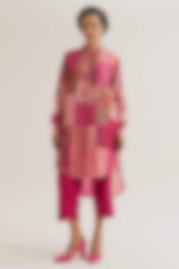 Fuchsia Linen Patchwork Shirt by Capisvirleo at Pernia's Pop Up Shop