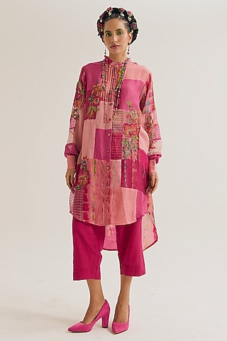 Fuchsia Linen Patchwork Shirt by Capisvirleo