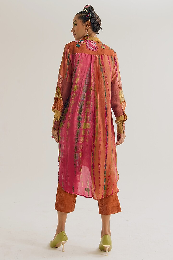 Rust Linen & Jute Embroidered Kurta Set by Capisvirleo at Pernia's Pop Up Shop