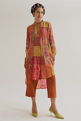 Rust Linen Patchwork Shirt by Capisvirleo