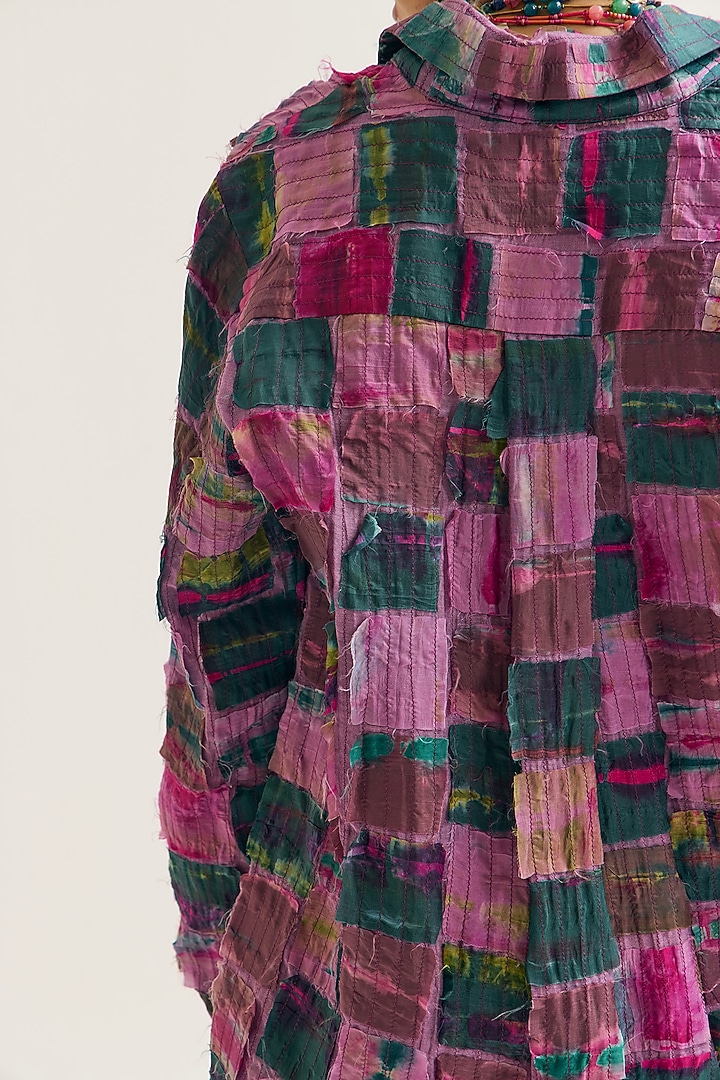 Lavender Chanderi Silk Embroidered Shirt by Capisvirleo at Pernia's Pop Up Shop