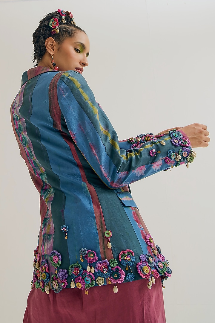 Lavender & Blue Habutai Silk Embroidered Blazer by Capisvirleo at Pernia's Pop Up Shop