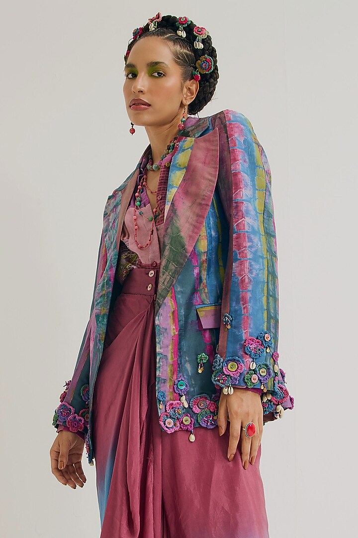 Lavender & Blue Habutai Silk Embroidered Blazer by Capisvirleo at Pernia's Pop Up Shop