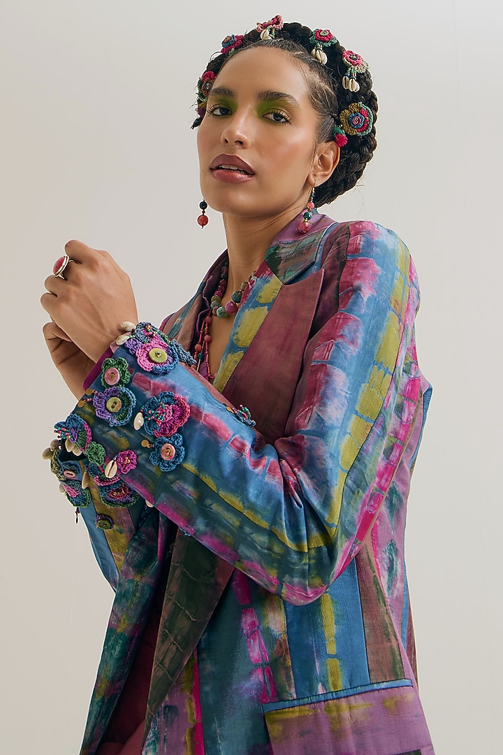Lavender & Blue Habutai Silk Embroidered Blazer by Capisvirleo at Pernia's Pop Up Shop