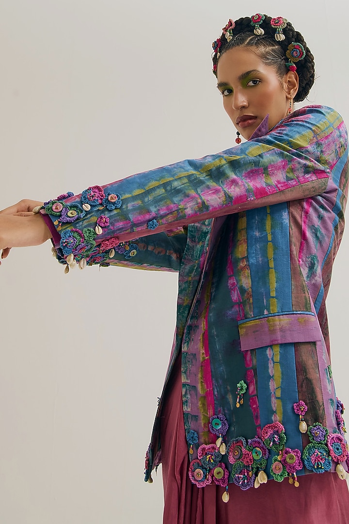 Lavender & Blue Habutai Silk Embroidered Blazer by Capisvirleo at Pernia's Pop Up Shop