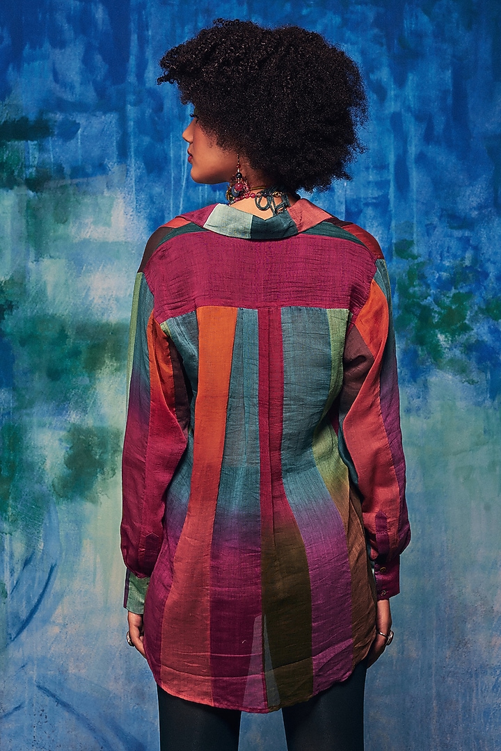 Multi-Colored Chanderi Patch Work Paneled Shirt by Capisvirleo at Pernia's Pop Up Shop