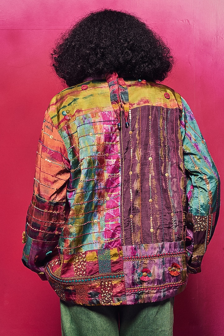 Multi-Colored Silk Patch Work Tie-Dyed Shirt by Capisvirleo at Pernia's Pop Up Shop