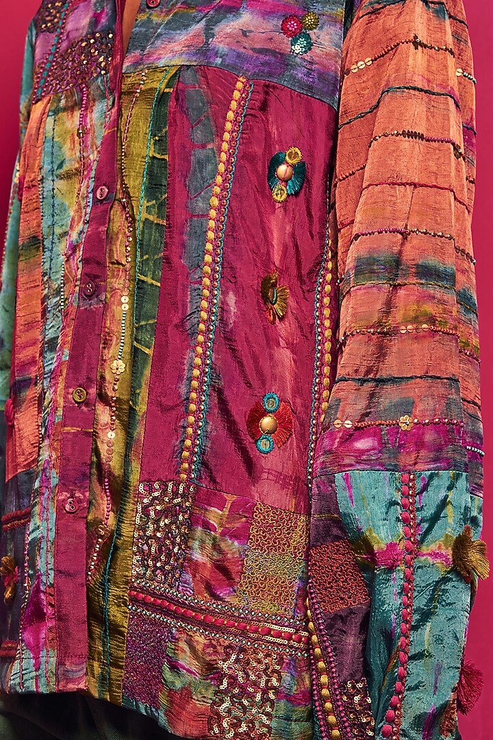 Multi-Colored Silk Patch Work Tie-Dyed Shirt by Capisvirleo at Pernia's Pop Up Shop