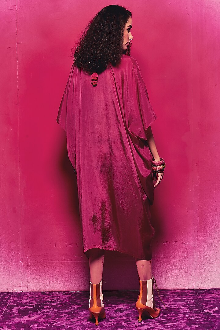 Fuchsia Silk Kaftan Set by Capisvirleo at Pernia's Pop Up Shop