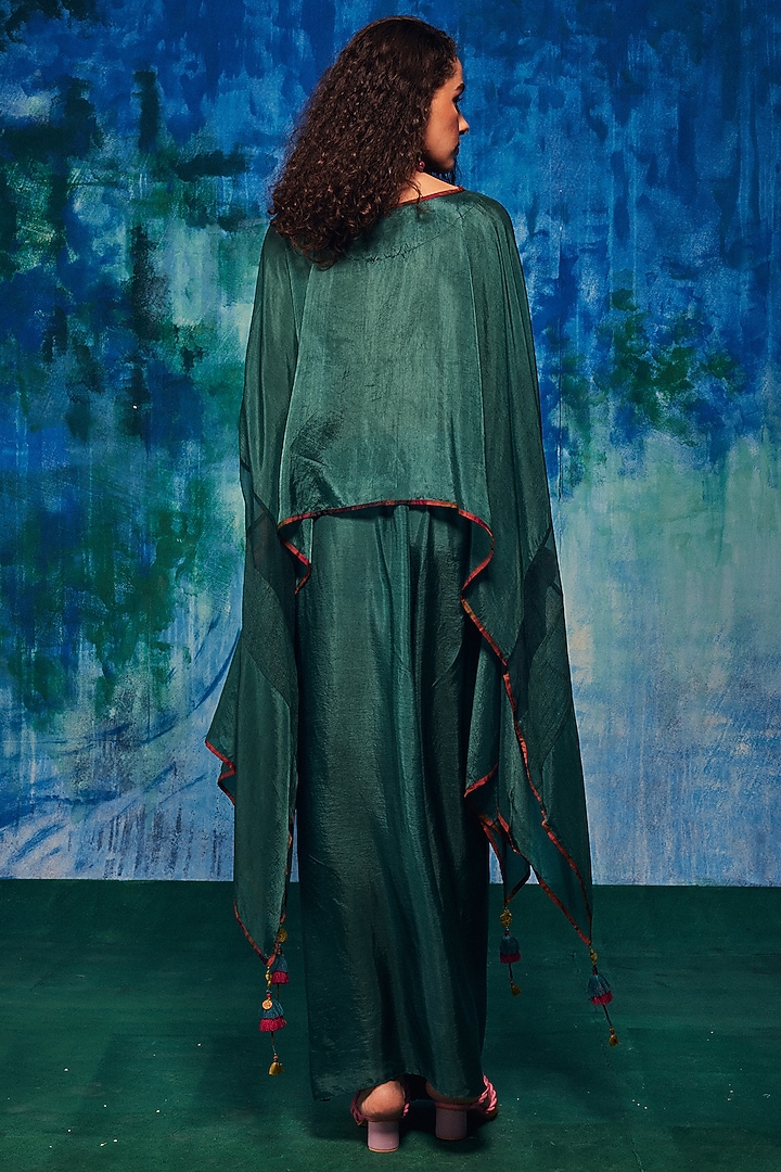 Teal Silk Pleated Skirt Set by Capisvirleo at Pernia's Pop Up Shop
