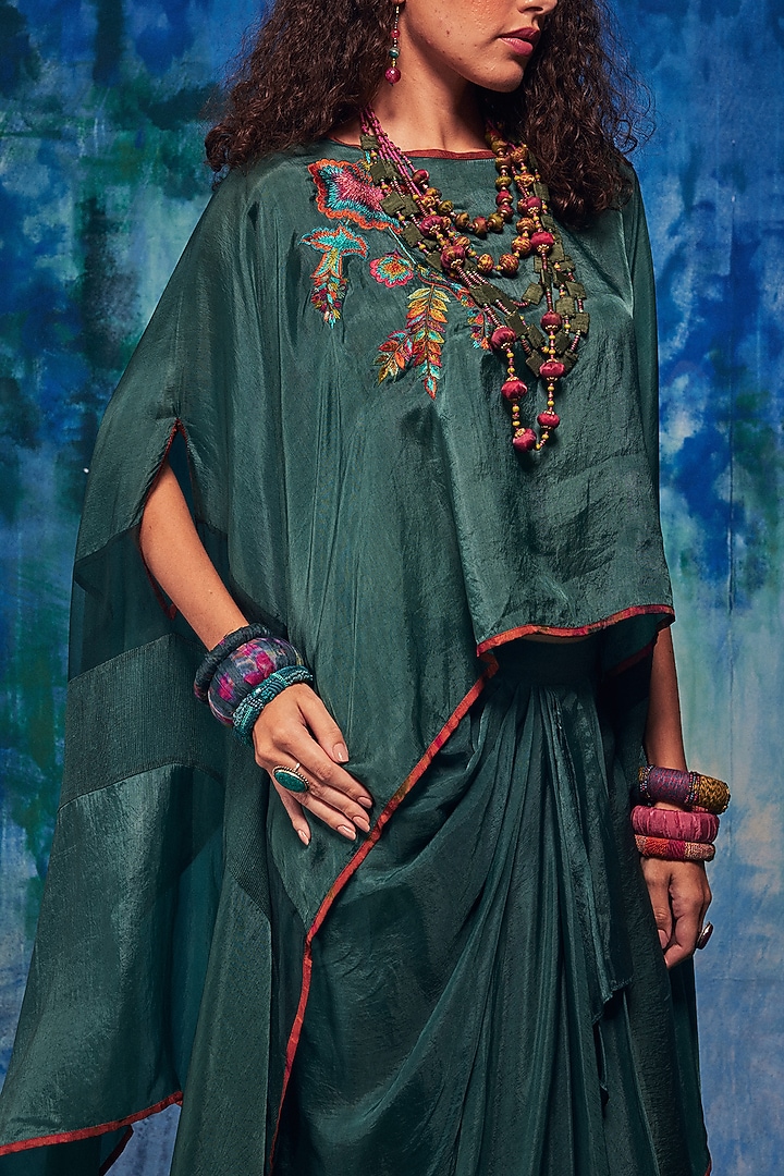 Teal Silk Pleated Skirt Set by Capisvirleo at Pernia's Pop Up Shop