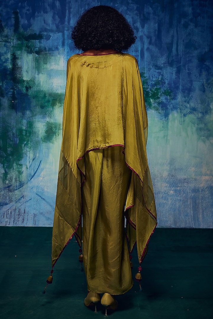 Olive Silk Pleated Skirt Set by Capisvirleo at Pernia's Pop Up Shop