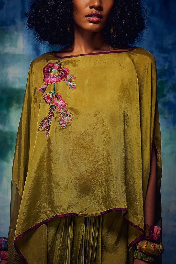 Olive Silk Pleated Skirt Set by Capisvirleo at Pernia's Pop Up Shop