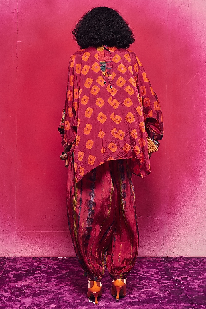 Fuchsia Silk Shibori Dhoti Set by Capisvirleo at Pernia's Pop Up Shop
