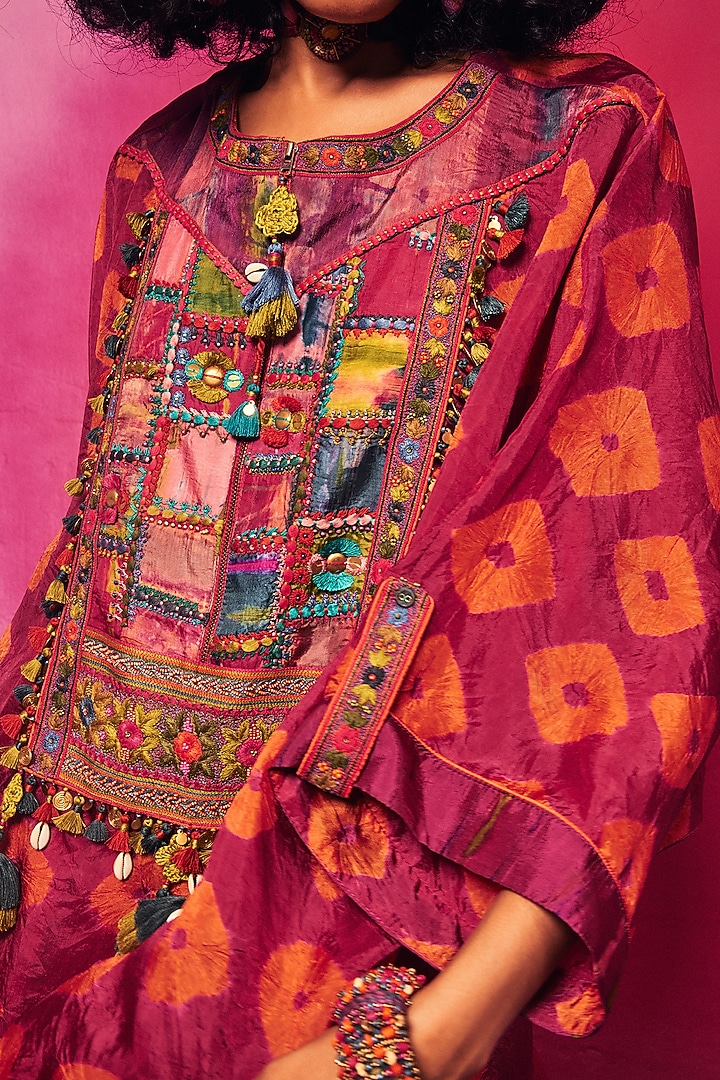Fuchsia Silk Shibori Dhoti Set by Capisvirleo at Pernia's Pop Up Shop