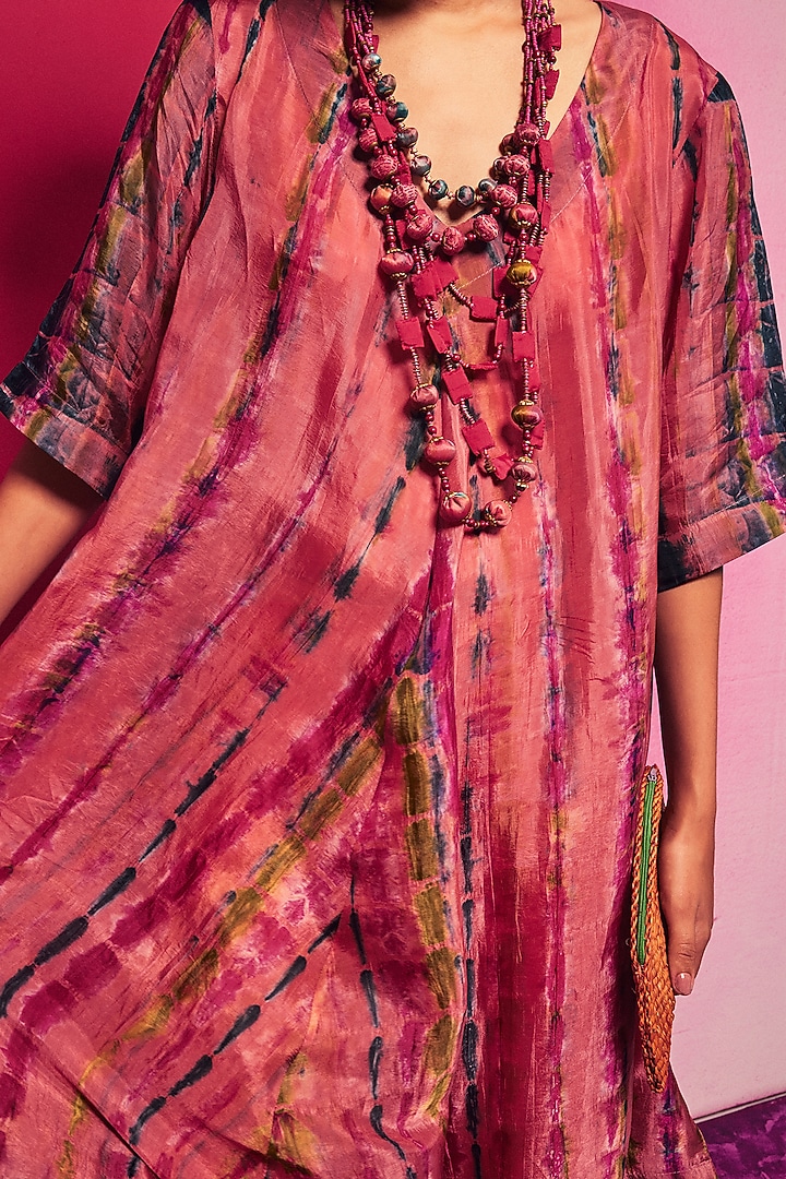 Peach Silk Tie-Dyed A-Line Vacation Dress by Capisvirleo at Pernia's Pop Up Shop