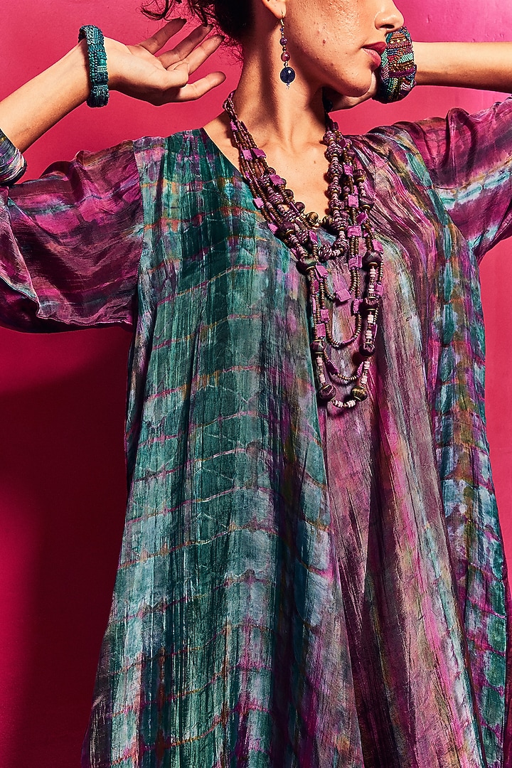 Purple Silk Tie-Dyed A-Line Vacation Dress by Capisvirleo at Pernia's Pop Up Shop