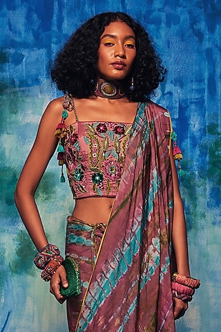 Multi-Colored Silk Embroidered Blouse by Capisvirleo
