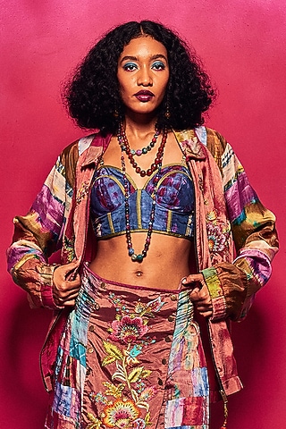 Multi-Colored Silk Patch Work Jacket by Capisvirleo