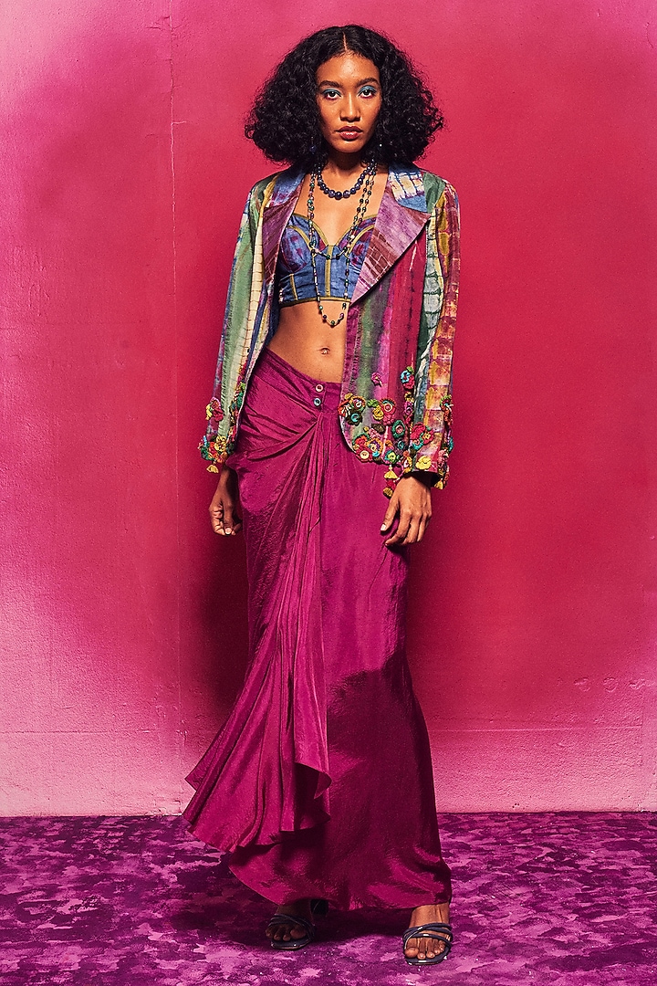 Multi-Colored Silk Patch Work Tie-Dyed Paneled Jacket by Capisvirleo at Pernia's Pop Up Shop