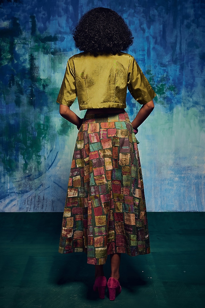 Multi-Colored Silk Patch Work Maxi Skirt by Capisvirleo at Pernia's Pop Up Shop