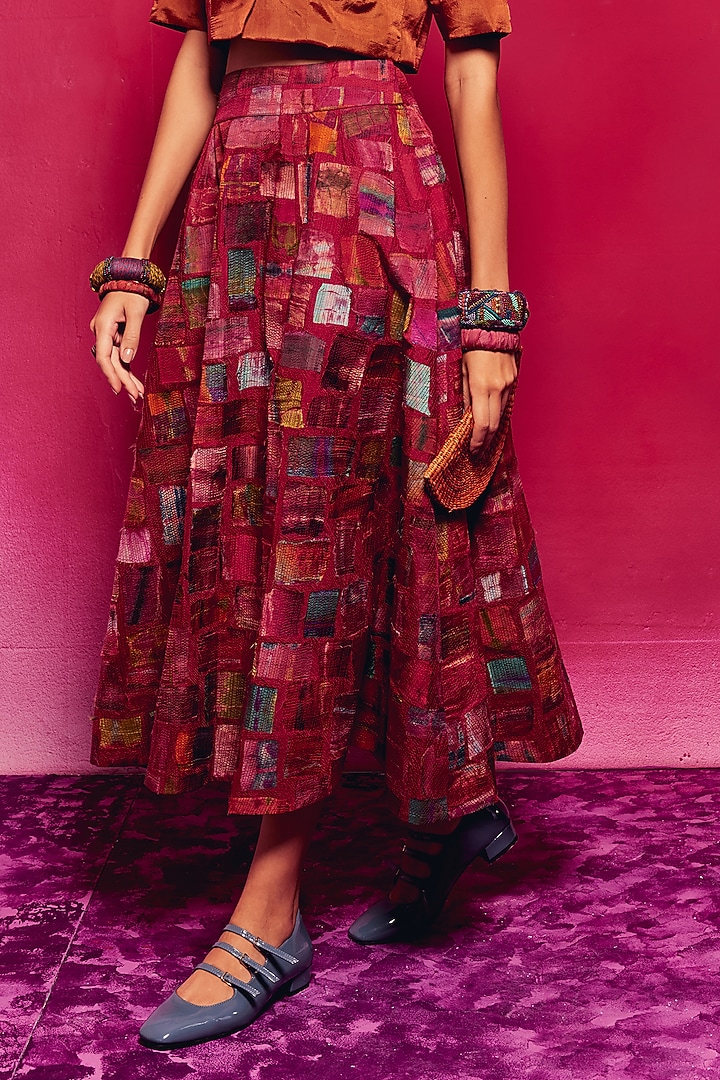 Multi-Colored Silk Patch Work Maxi Skirt by Capisvirleo at Pernia's Pop Up Shop