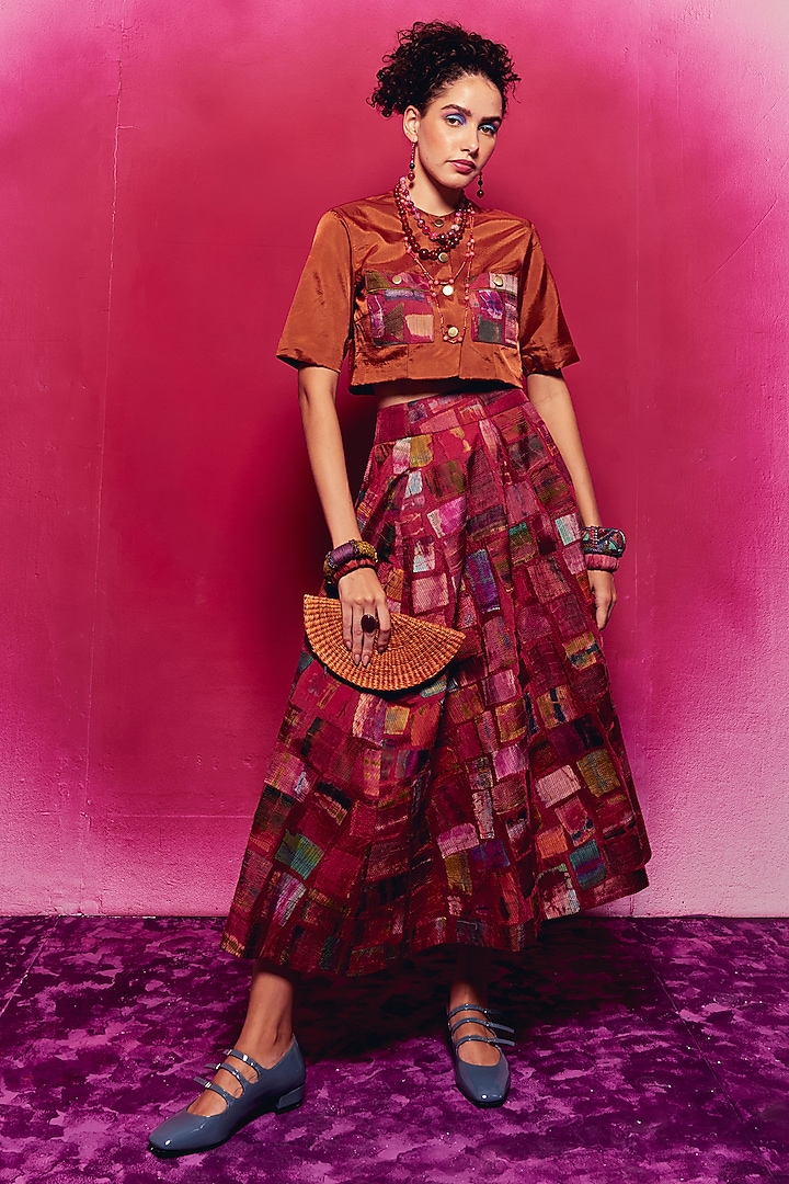 Multi-Colored Silk Patch Work Maxi Skirt by Capisvirleo at Pernia's Pop Up Shop