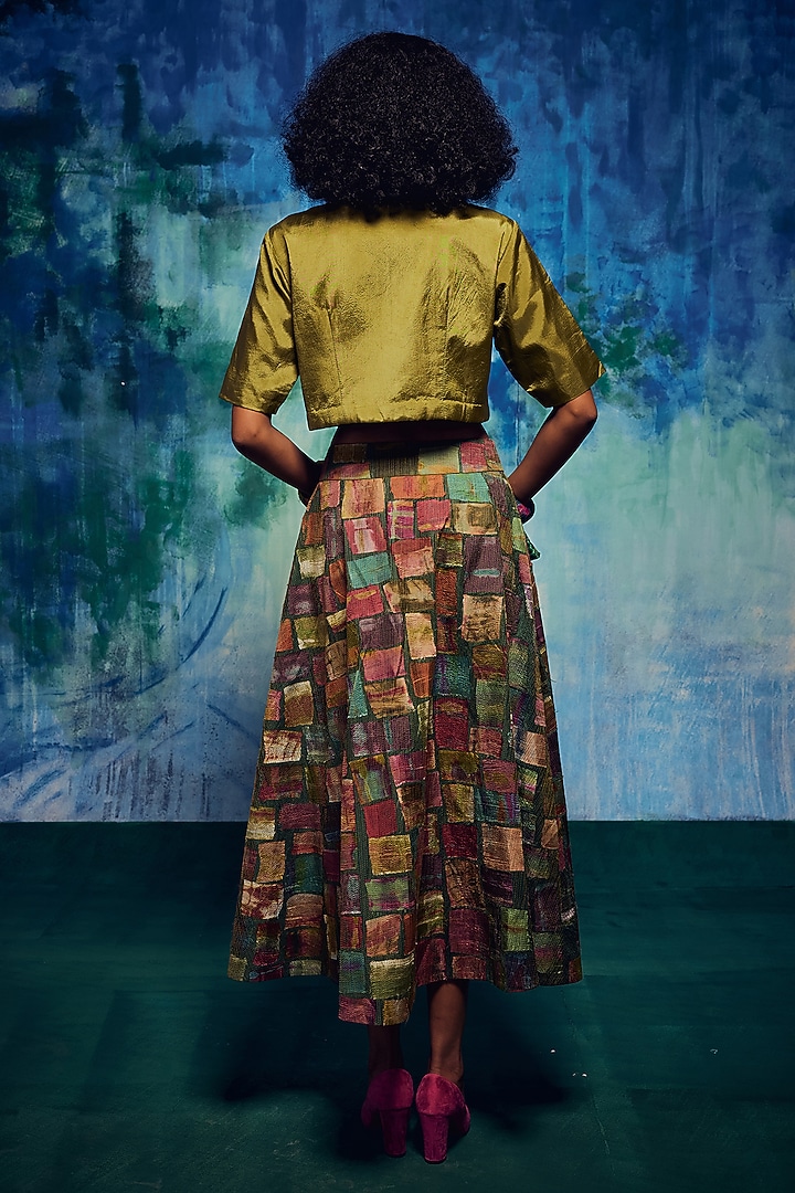 Multi-Colored Silk Patch Work Skirt Set by Capisvirleo at Pernia's Pop Up Shop