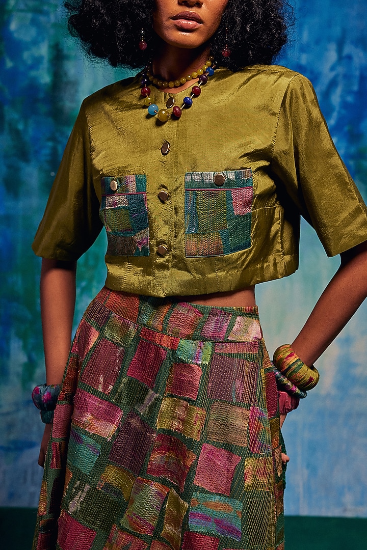 Multi-Colored Silk Patch Work Skirt Set by Capisvirleo at Pernia's Pop Up Shop