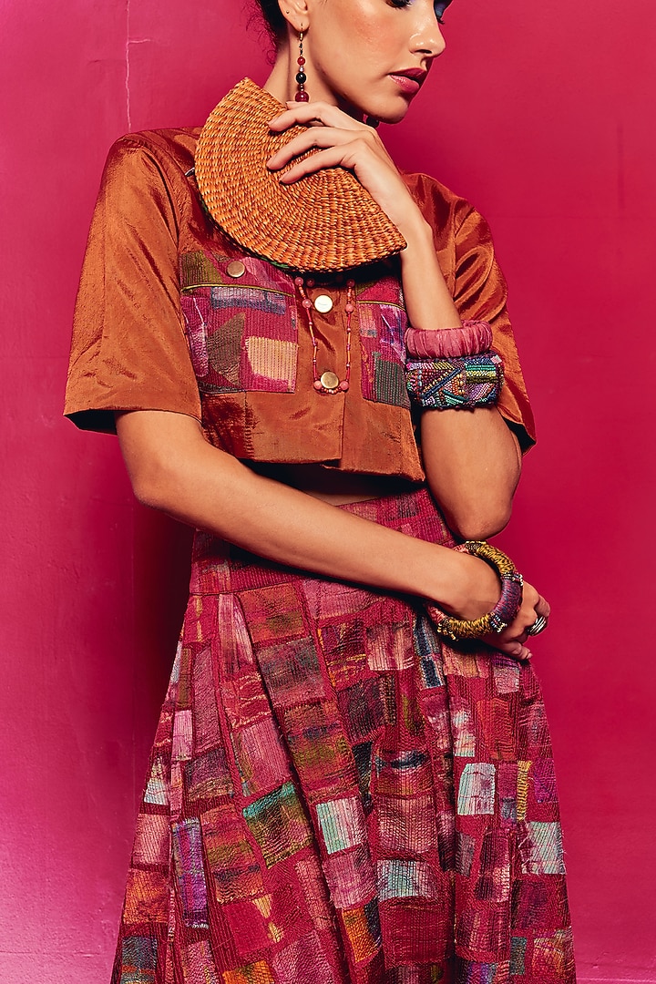 Multi-Colored Silk Patch Work Skirt Set by Capisvirleo at Pernia's Pop Up Shop