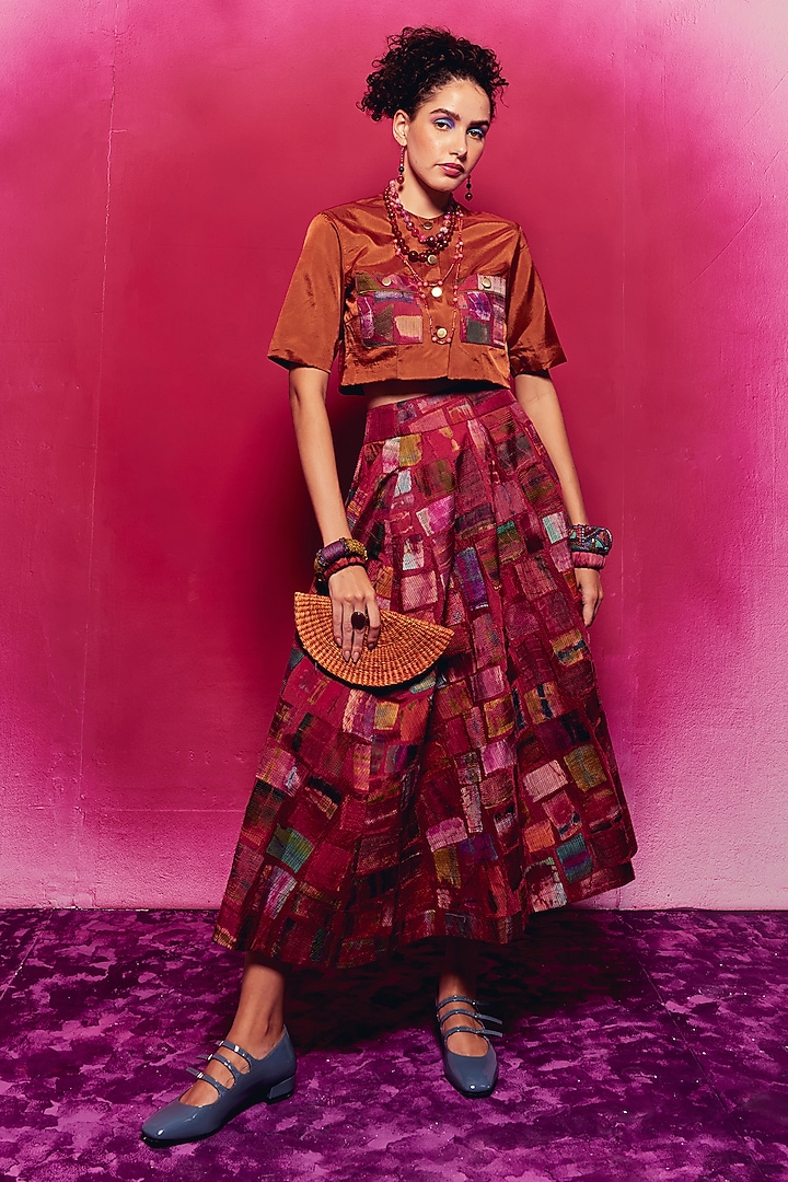 Multi-Colored Silk Patch Work Skirt Set by Capisvirleo at Pernia's Pop Up Shop