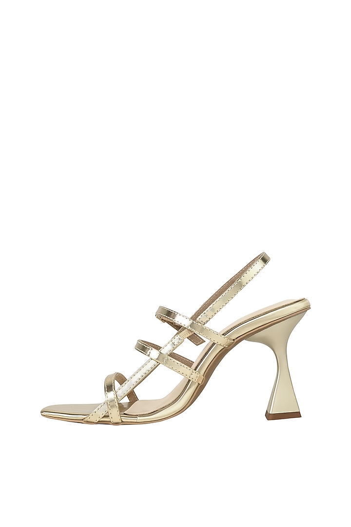 Gold Faux Leather Strappy Heels by CAI