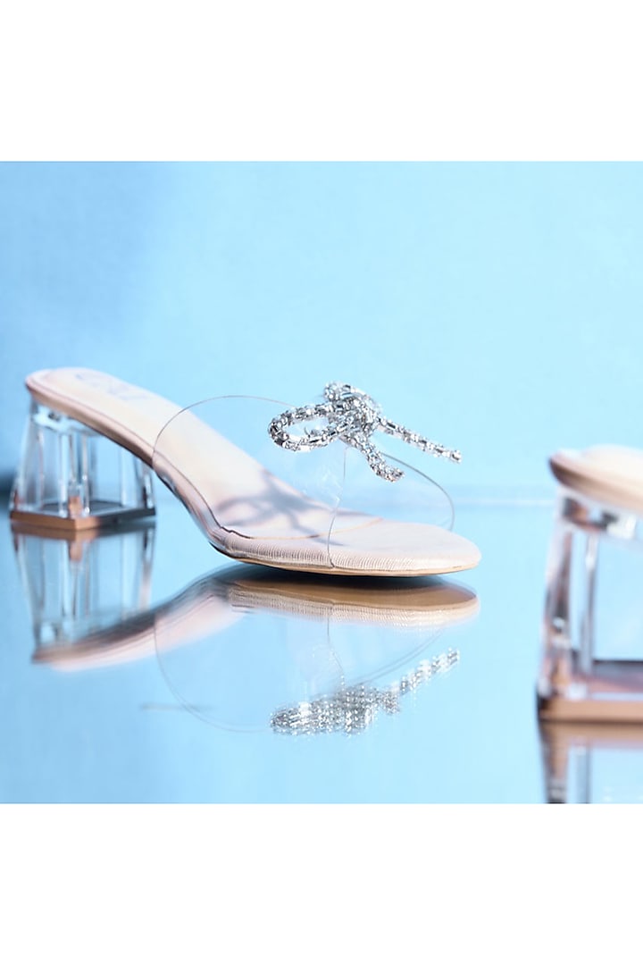 Cream PU Leather Block Heels by CAI at Pernia's Pop Up Shop
