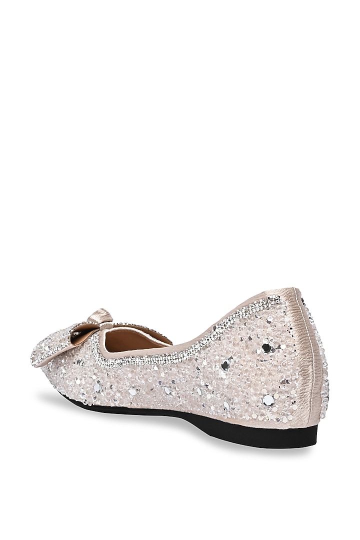 White PU Leather Bow Embellished Flats by CAI at Pernia's Pop Up Shop