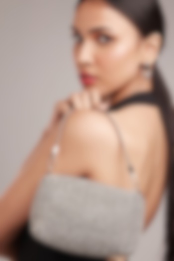 Silver Net Diamond Stone Embellished Handbag by CAI at Pernia's Pop Up Shop