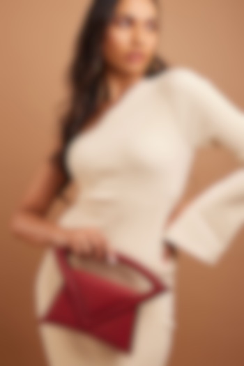 Maroon PU & Vegan Leather Handbag by CAI at Pernia's Pop Up Shop