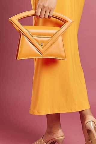 Orange PU & Vegan Leather Handbag by CAI