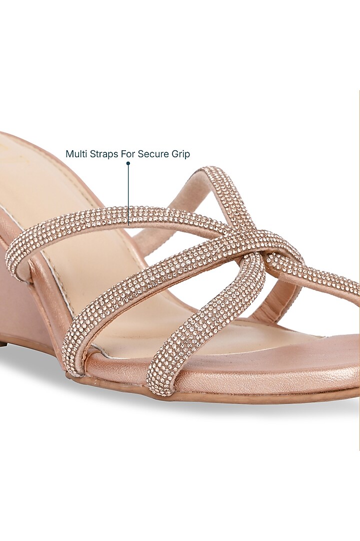 Rose Gold PU Vegan Leather Handwork Wedges by CAI at Pernia's Pop Up Shop