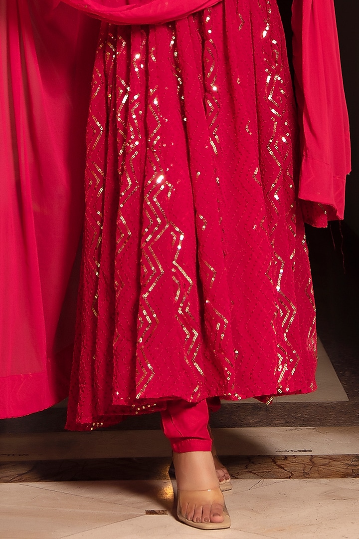 Pink Georgette Embroidered Anarkali Set by Calmna at Pernia's Pop Up Shop