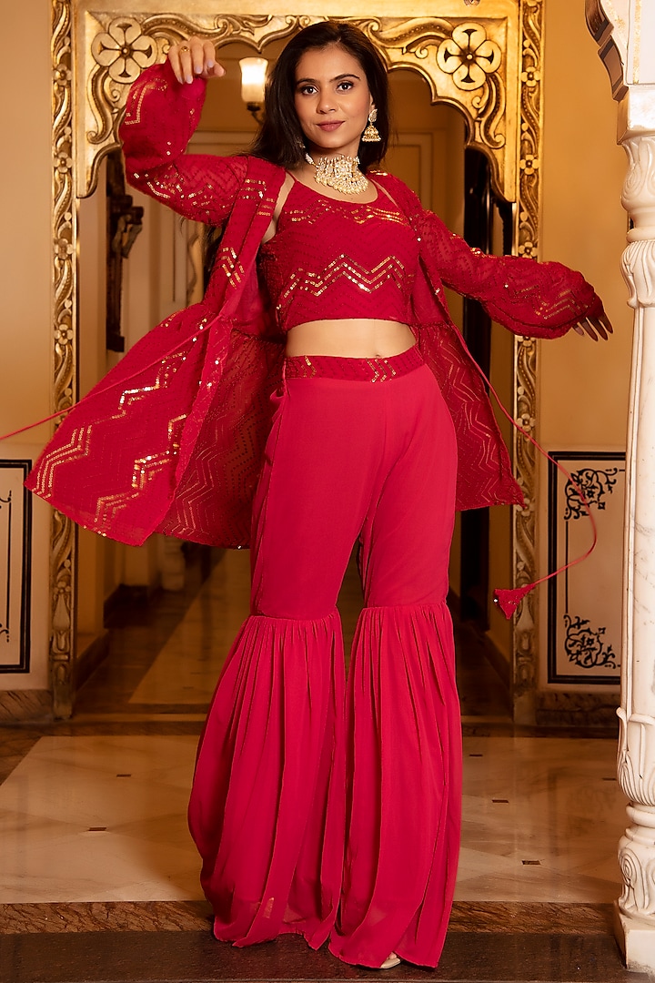 Rani Georgette Embroidered Jacket Set by Calmna