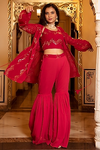 Rani Georgette Embroidered Jacket Set by Calmna