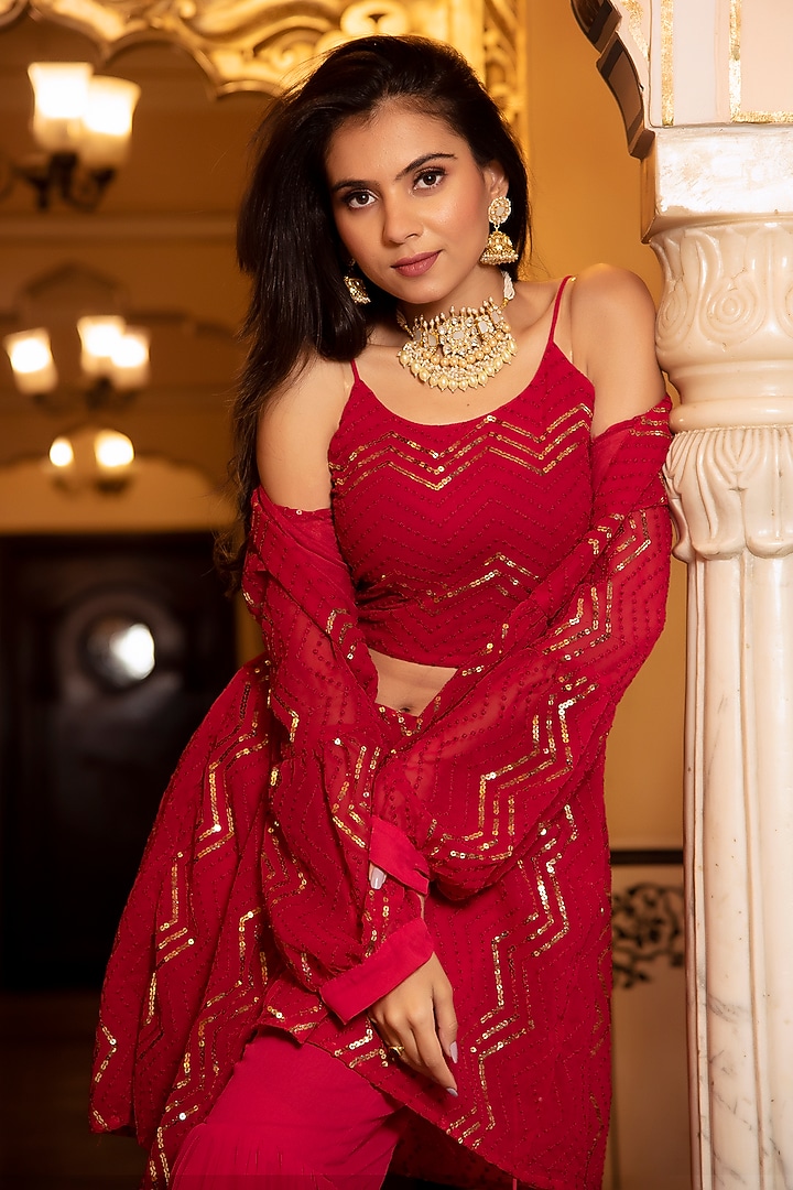 Rani Georgette Embroidered Jacket Set by Calmna at Pernia's Pop Up Shop