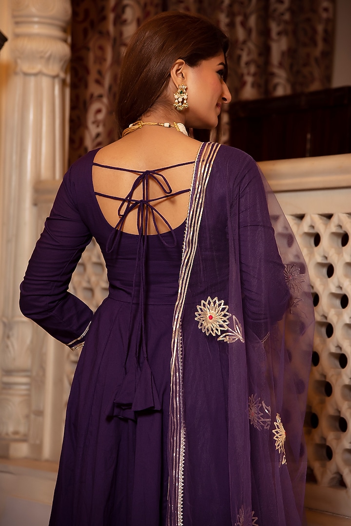 Violet Rayon Anarkali Set by Calmna at Pernia's Pop Up Shop