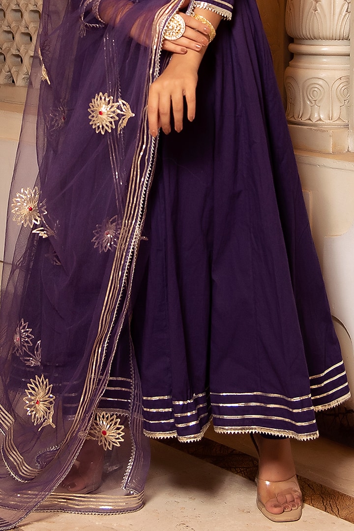 Violet Rayon Anarkali Set by Calmna at Pernia's Pop Up Shop