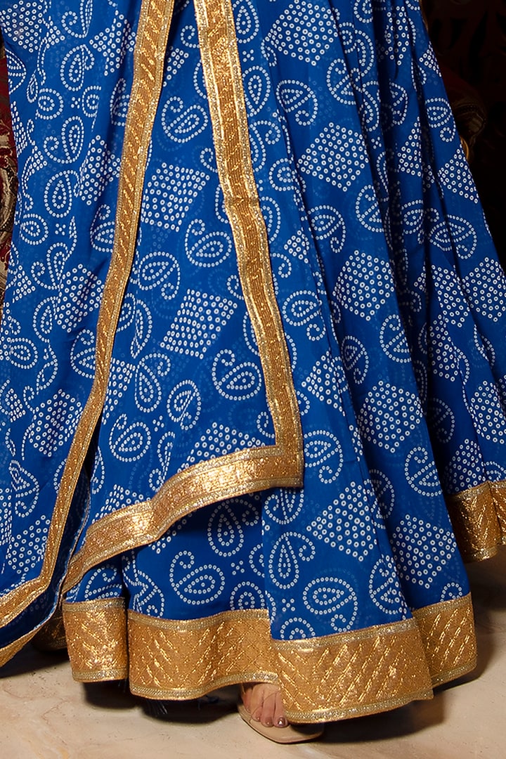 Blue Bloom Georgette Lehenga Set by Calmna at Pernia's Pop Up Shop