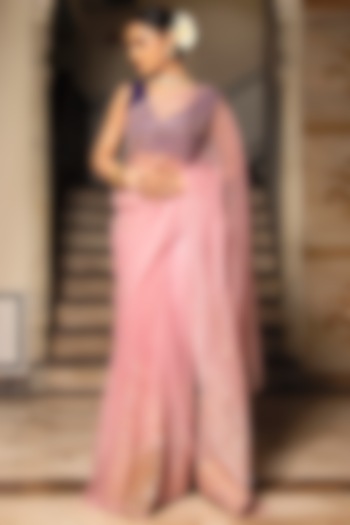 Lilac Embellished Festive Saree by Calmna at Pernia's Pop Up Shop