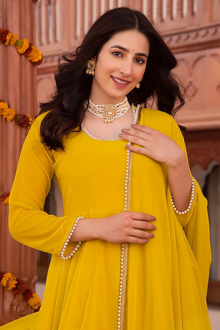 Pearl Green Anarkali Set by Calmna at Pernia's Pop Up Shop 2025