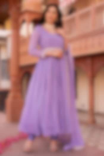 Serene Lilac Georgette Anarkali Set by Calmna at Pernia's Pop Up Shop