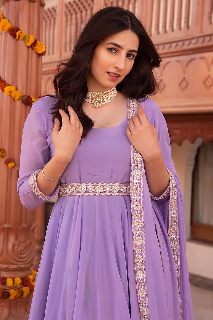 light purple anarkali dress Lilac Embroidered Anarkali Dress With Lehenga | Pakistani Formal Wear |  Party & Wedding Outfit