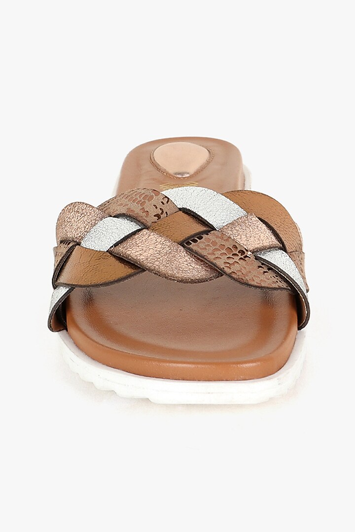 Brown Leather Slipons Flats by Kolha by Carlton at Pernia's Pop Up Shop